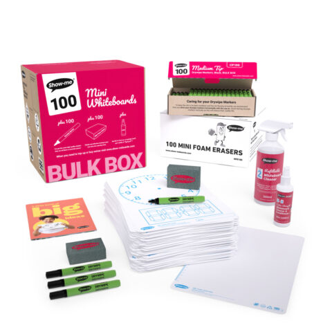 Clockface Double-sided A4 Mini Whiteboards - 100, With Accessories