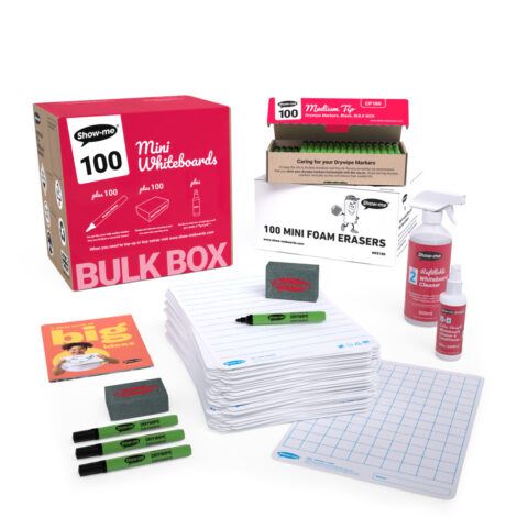 Gridded/Lined Double-sided A4 Mini Whiteboards - 100, With Accessories