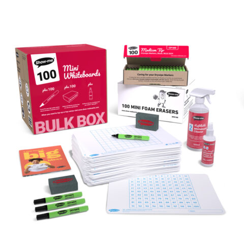 Hundred Square Double-sided A4 Mini Whiteboards - 100, With Accessories