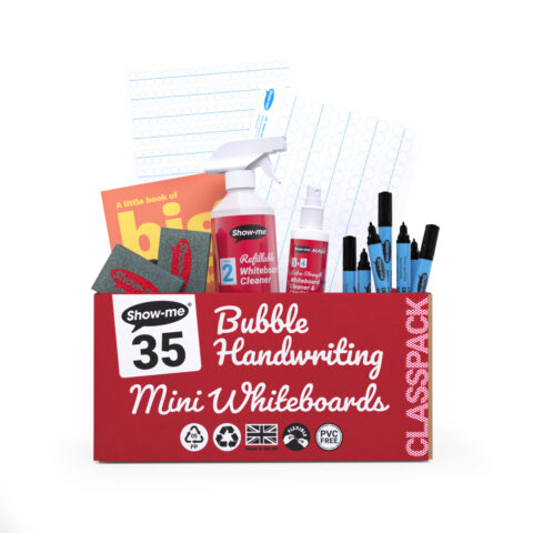 A Classpack of whiteboards and accessories for the Bubble Handwriting Design