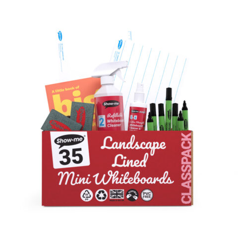 Landscape Lined Double-sided A4 Mini Whiteboards - 35, With Accessories