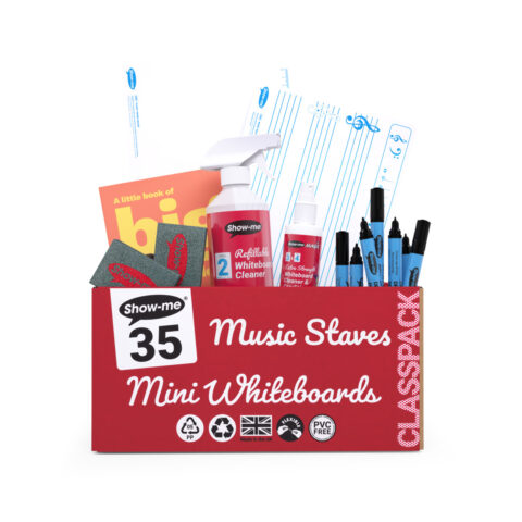 Music Staves Double-sided A4 Mini Whiteboards - 35, With Accessories