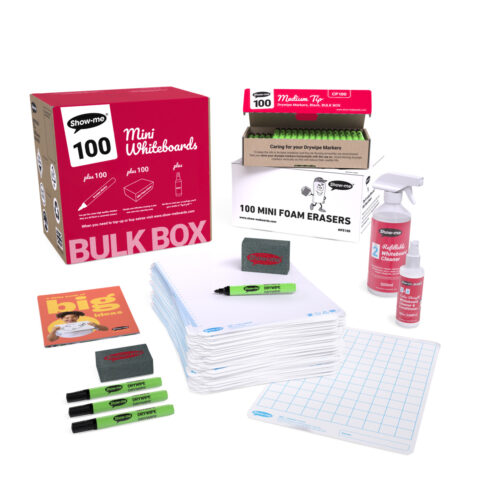 Gridded Double-sided A4 Mini Whiteboards - 100, With Accessories