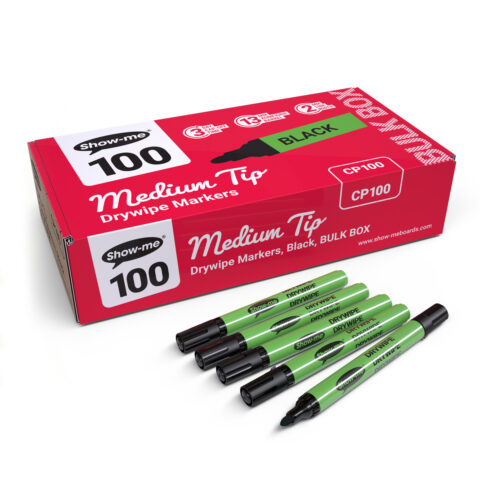 Medium Tip Whiteboard Markers – Black - 100