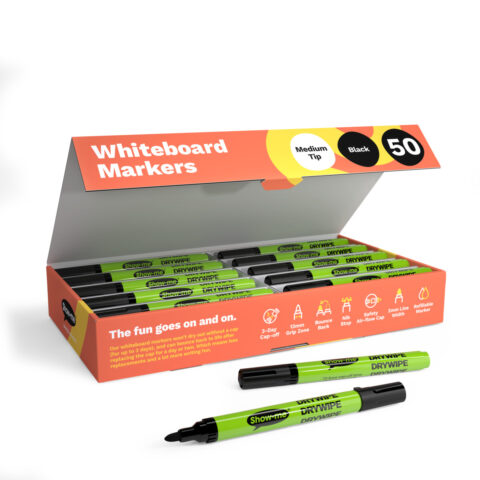 Medium Tip Whiteboard Markers – Black - 50
