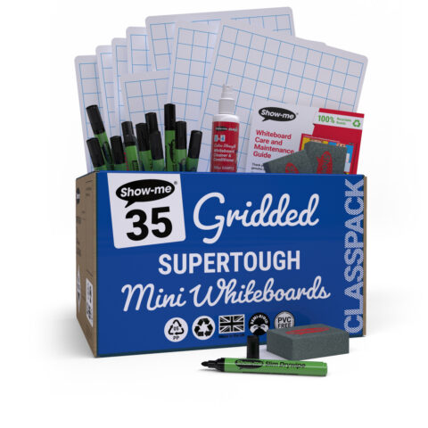 Gridded Supertough A4 Mini Whiteboards - 35, With Accessories