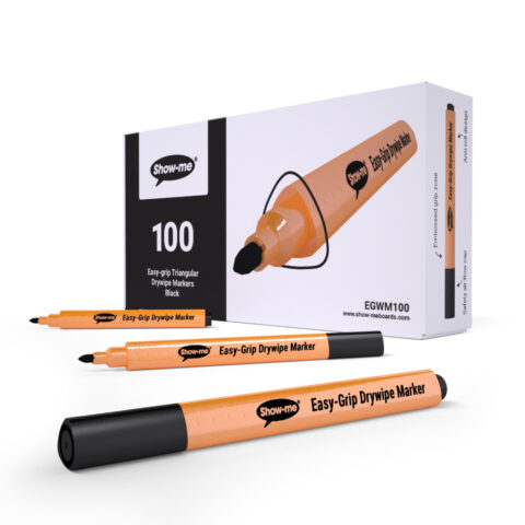 Triangular Barrel Whiteboard Markers – Black - 100