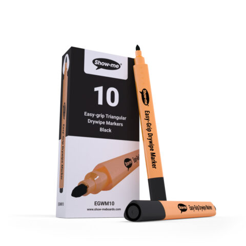 Triangular Barrel Whiteboard Markers – Black - 10