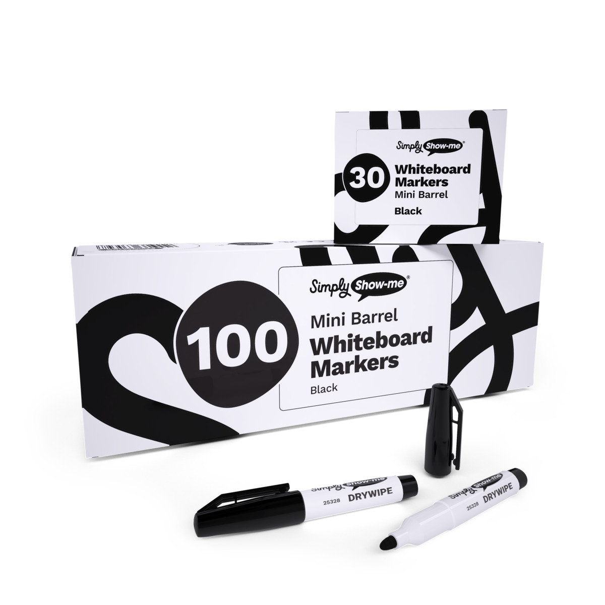 Mini Barrel Whiteboard Markers - Black - Image 4