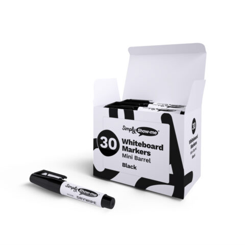 Mini Barrel Whiteboard Markers – Black - 30
