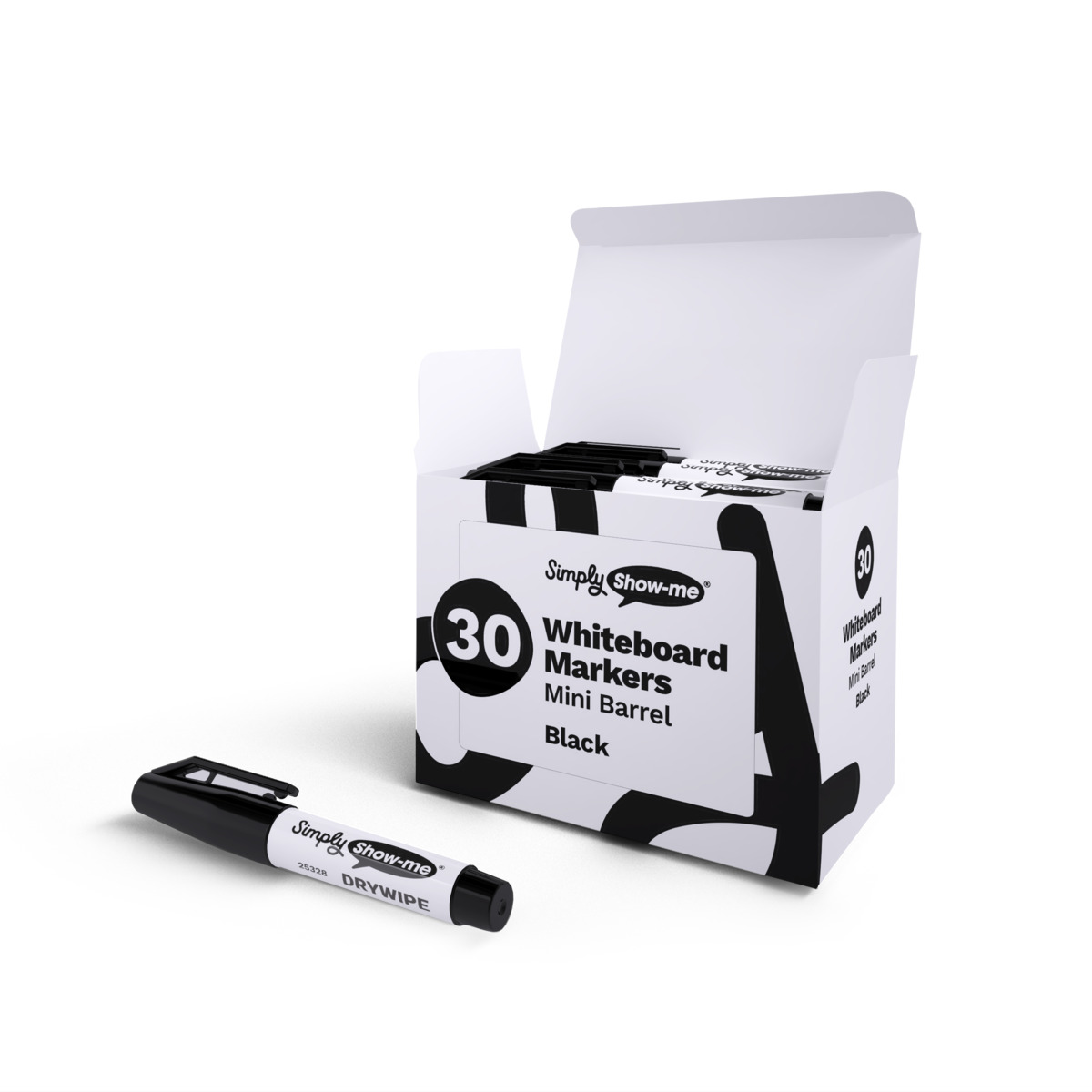 Mini Barrel Whiteboard Markers - Black - Image 6