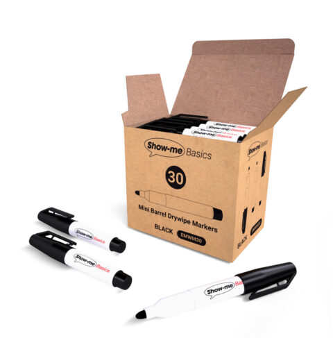 Mini Barrel Whiteboard Markers – Black - 30