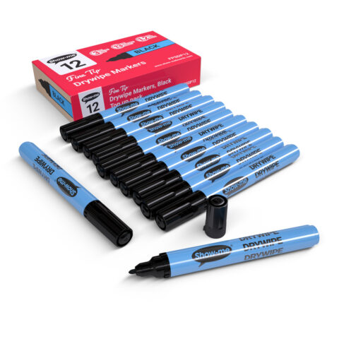 Fine Tip Whiteboard Markers – Black - 12