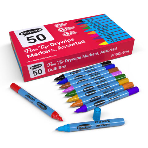 Fine Tip Whiteboard Markers – Assorted Colours - 50