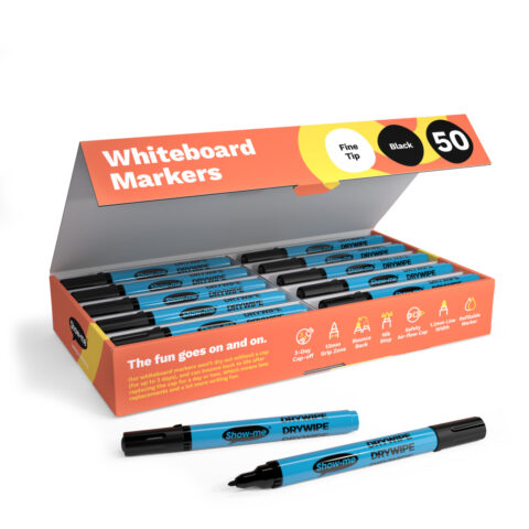 Fine Tip Whiteboard Markers – Black - 50