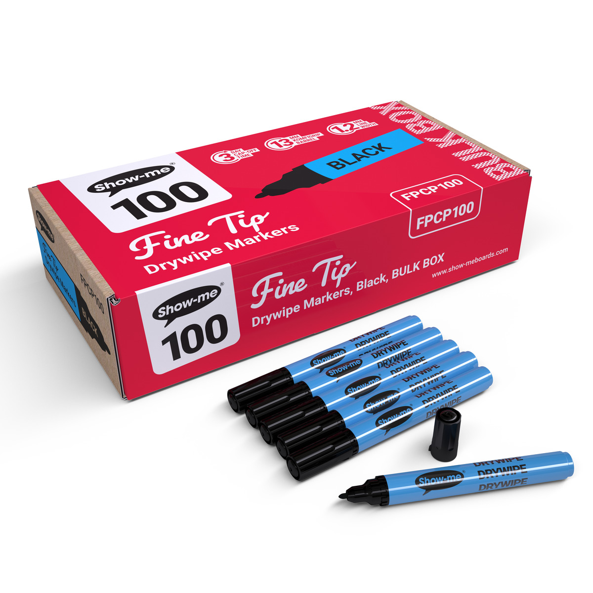 Fine Tip Whiteboard Markers - Black - Image 4