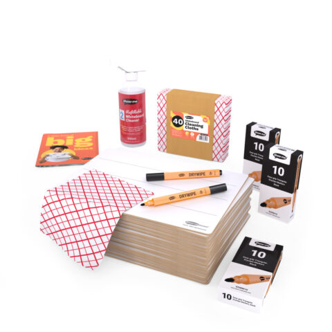 Lined Rigid Double-sided A4 Mini Whiteboards - 30, With Accessories