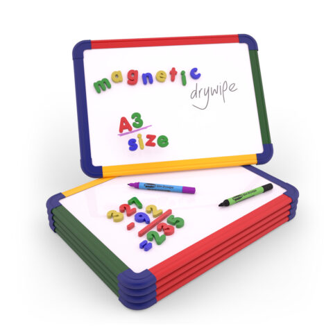 Rainbow Framed Magnetic Whiteboard - 5, A3, Boards Only