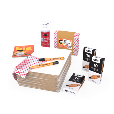 Plain Rigid Double-sided A4 Mini Whiteboards - 30, With Accessories