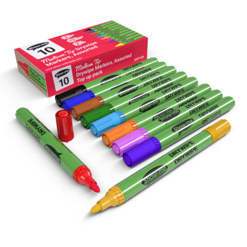 Medium Tip Whiteboard Markers – Assorted Colours - 10