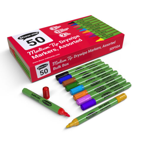 Medium Tip Whiteboard Markers – Assorted Colours - 50