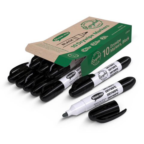 Recycled Plastic Whiteboard Markers - Black, 10