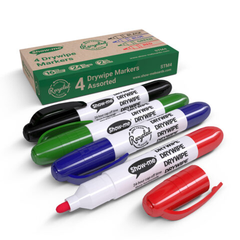 Recycled Plastic Whiteboard Markers - Assorted, 4