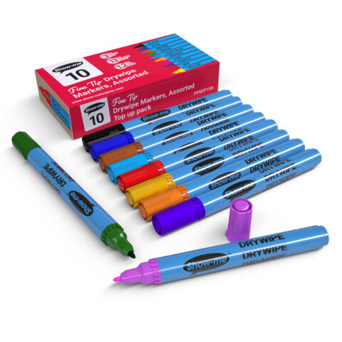 Fine Tip Whiteboard Markers – Assorted Colours - 10