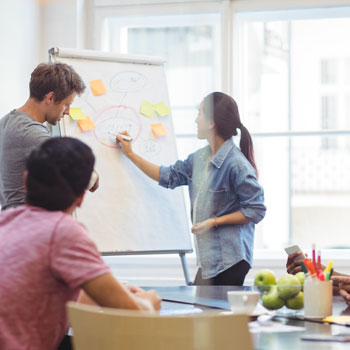 team using a whiteboard